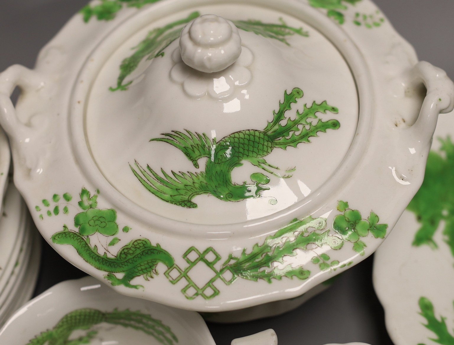 An early 19th century part dragon designed tea set, possibly Ridgeways